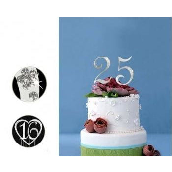 Monogram Silver Rhinestone 25th Anniversary Cake Topper with Swarovski Crystal - Wedding Collectibles