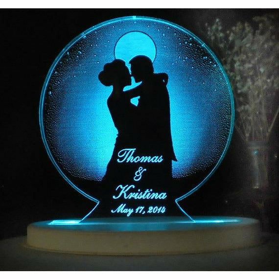 Moonlight Love Light-Up Wedding Cake Topper - Wedding Collectibles