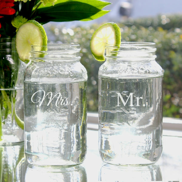 Mr. & Mrs. 26oz. Mason Jar Set - Wedding Collectibles