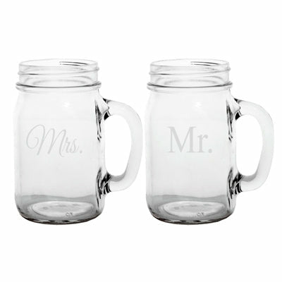 Mr. & Mrs. Old Fashioned Drinking Jar Set - Wedding Collectibles