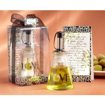 "Olive You!" Glass LOVE Oil Bottle in Signature Tuscan Box - Wedding Collectibles