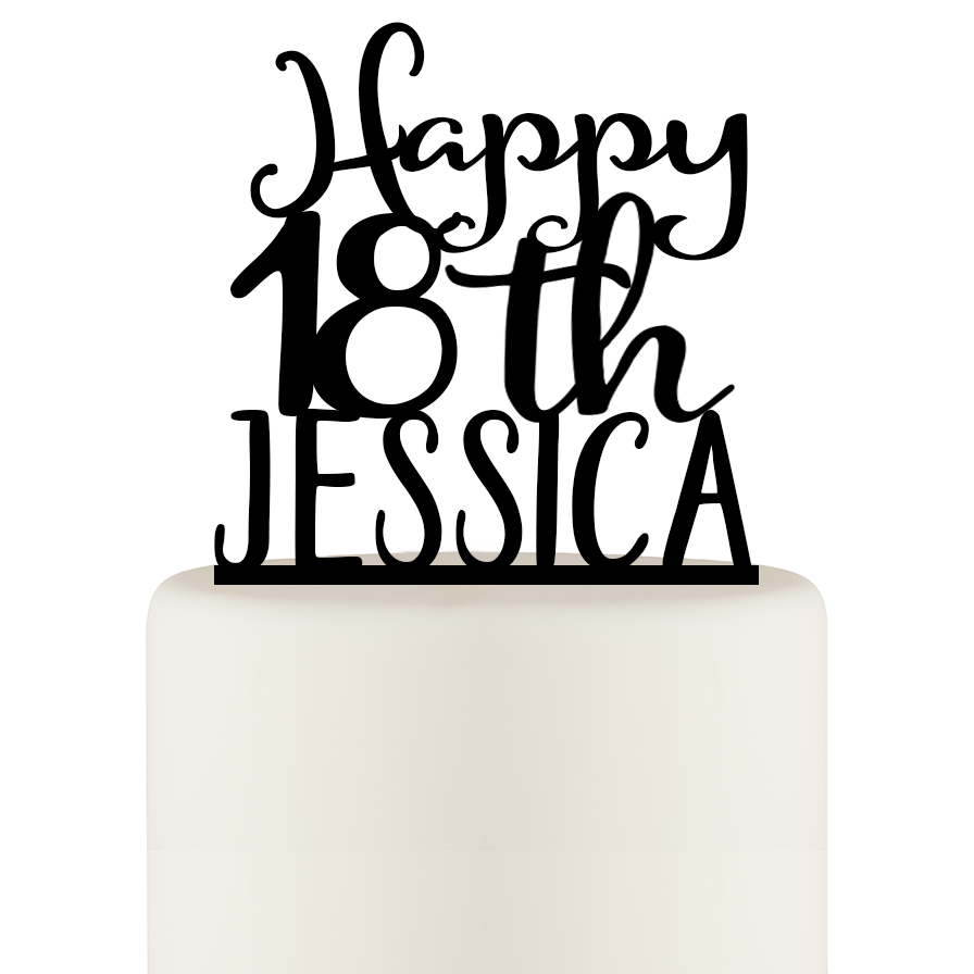 18th Birthday Cake Topper - Happy 18th Cake Topper Personalized with Name - Wedding Collectibles
