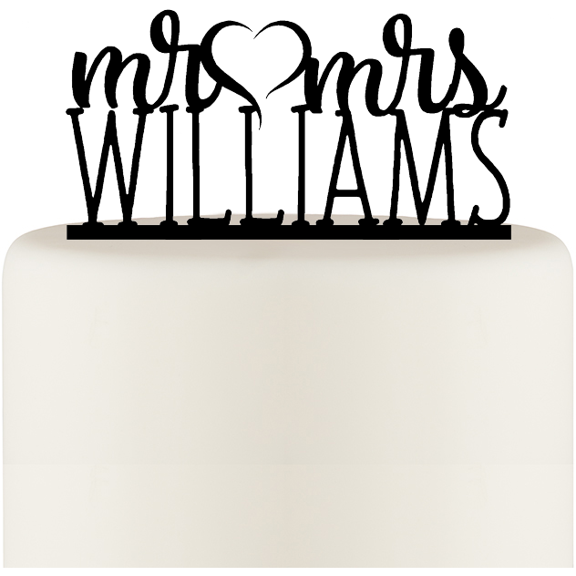Wedding Cake Topper Monogram Mr and Mrs Topper with Heart Design and YOUR Last Name - Wedding Collectibles