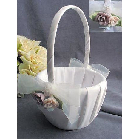 Pastel Porcelain Rose Wedding Flowergirl Basket - Wedding Collectibles