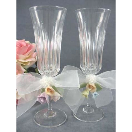 Pastel Porcelain Rose Wedding Toasting Glasses - Wedding Collectibles