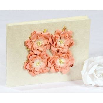 Peach Rose Natural Paper Wedding Guestbook - Wedding Collectibles