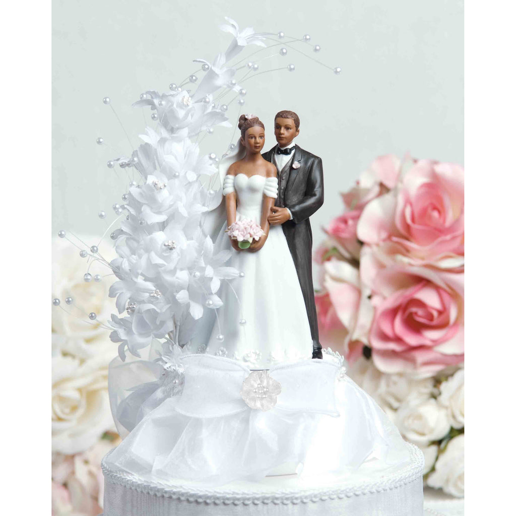 Pearl Side Arch Classic African American Cake Topper - Wedding Collectibles