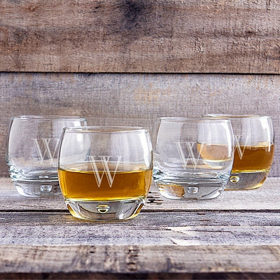Personalized 10.75 oz. Heavy Based Whiskey Glasses (Set of 4) - Wedding Collectibles