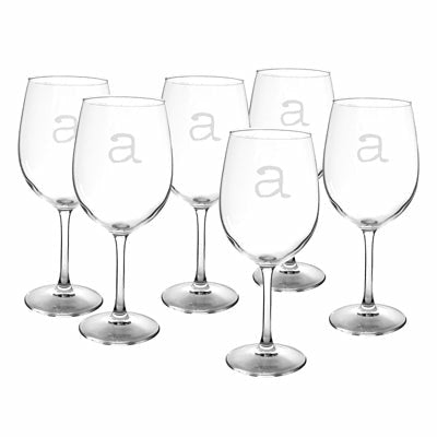 Personalized 12 oz. White Wine Glasses (Set of 6) - Wedding Collectibles