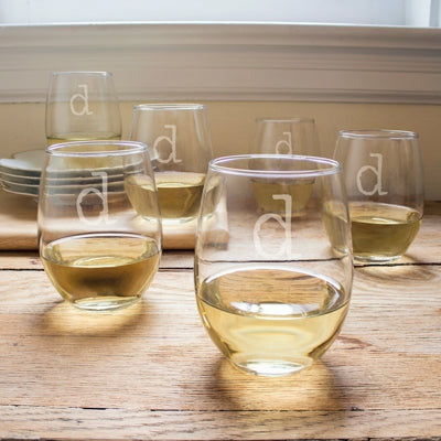 Personalized 15 oz. Stemless Wine Glasses (Set of 6) - Wedding Collectibles