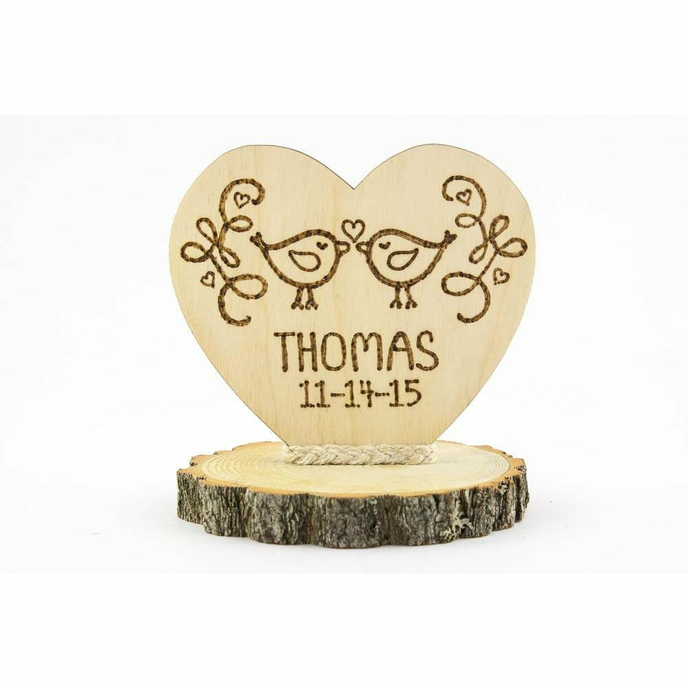 Personalized Love Birds Rustic Cake Topper - Wedding Collectibles