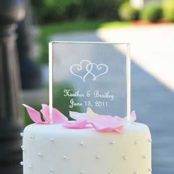 Personalized Acrylic Square Cake Topper - Wedding Collectibles