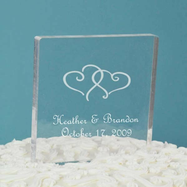 Personalized Acrylic Square Cake Topper - Wedding Collectibles