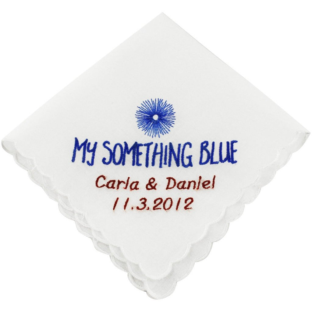 Personalized My Something Blue Wedding Handkerchief - Wedding Collectibles