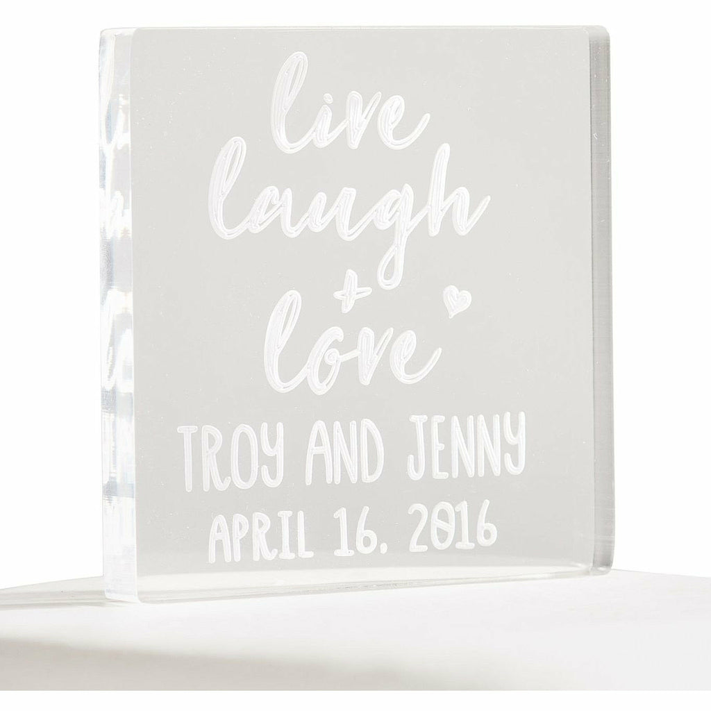 Personalized Live Laugh Love Acrylic Cake Topper - Wedding Collectibles