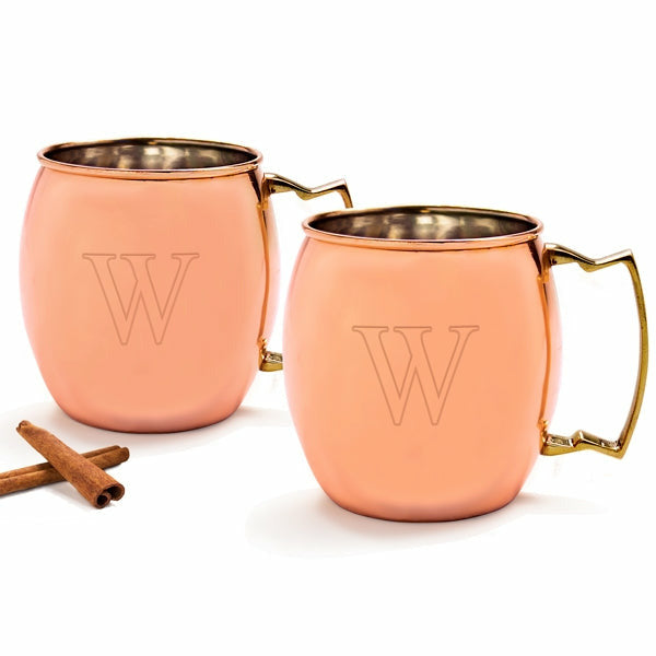 Personalized Moscow Mule Copper Mug w/ Unique Handle (Set of 2) - Wedding Collectibles