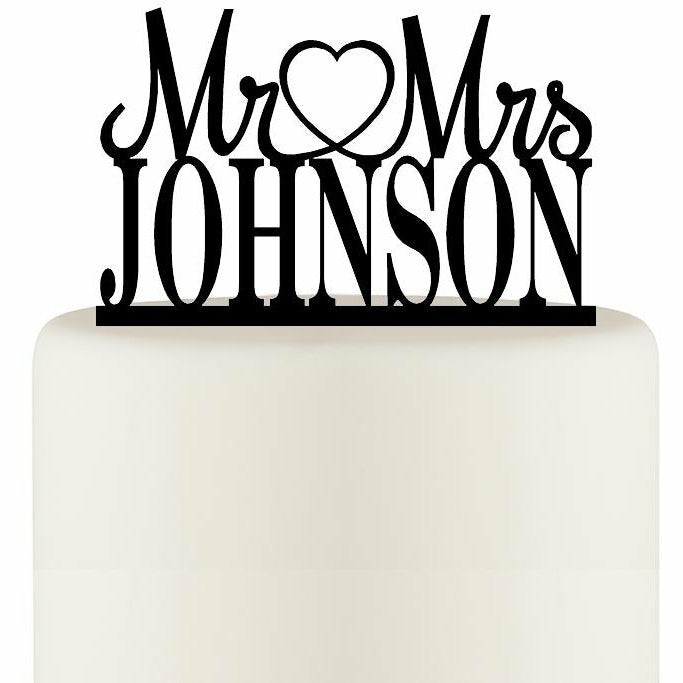 Personalized Mr and Mrs Open Heart Wedding Cake Topper - Wedding Collectibles