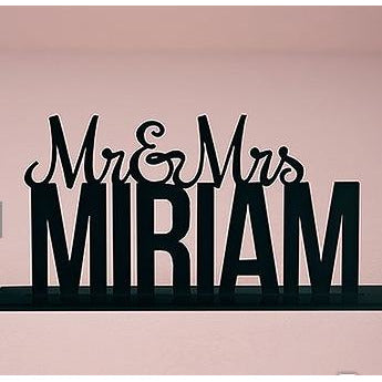 Personalized Mr. And Mrs. Black Acrylic Cake Topper - Wedding Collectibles