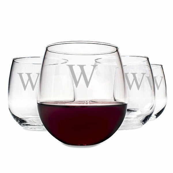 Personalized Stemless Red Wine Glasses (Set of 4) - Wedding Collectibles
