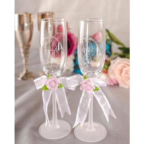 Precious Moments ® Bride & Groom Wedding Toasting Glasses - Wedding Collectibles