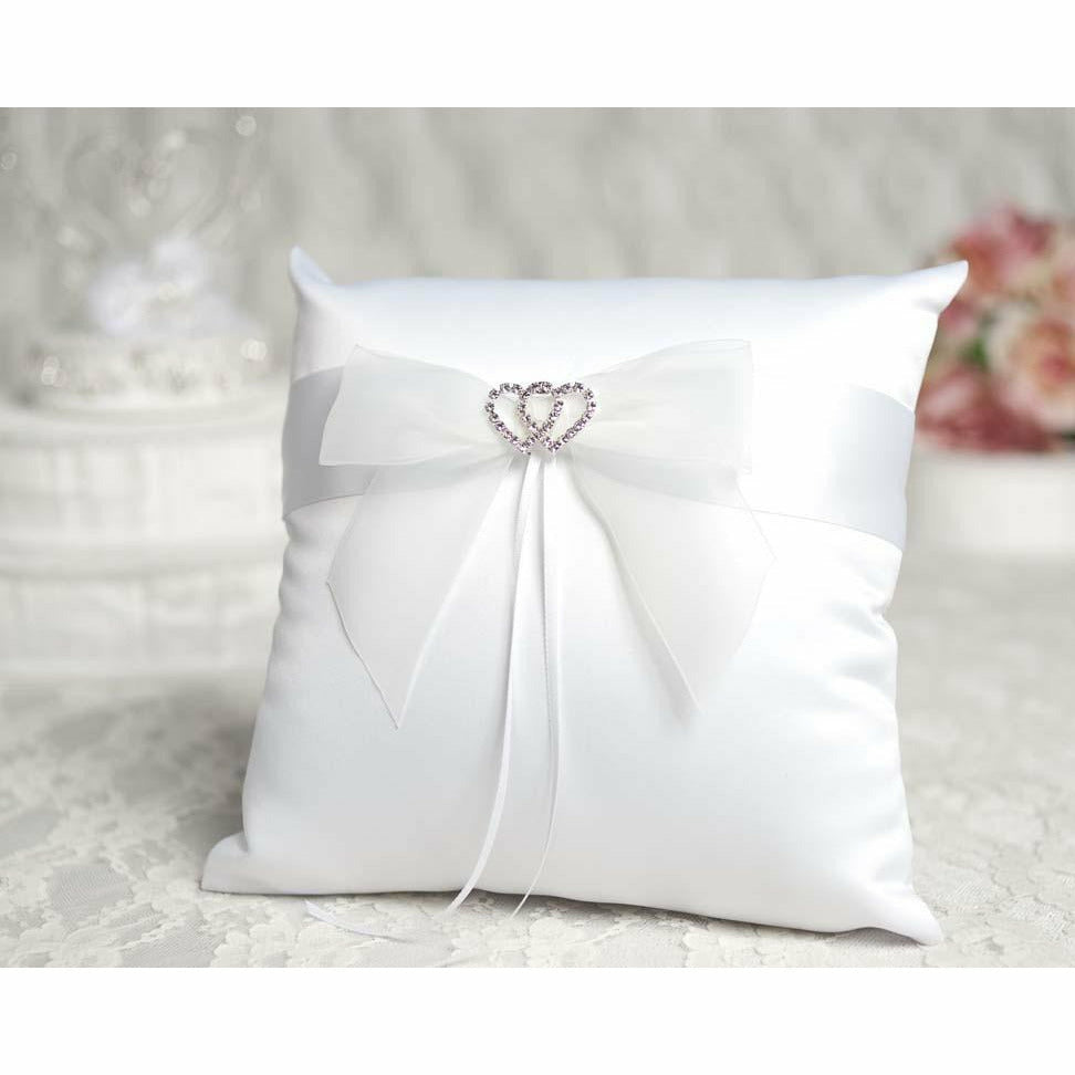 Rhinestone Hearts Wedding Ring Bearer Pillow - Wedding Collectibles