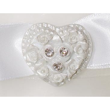 Rhinestone Pearlized Heart Rose Bouquet Wedding Unity Candle Set - Wedding Collectibles