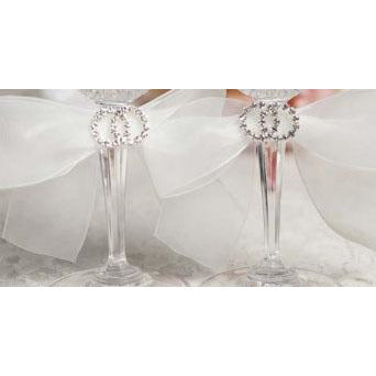 Rhinestone Rings Wedding Toasting Glasses - Wedding Collectibles