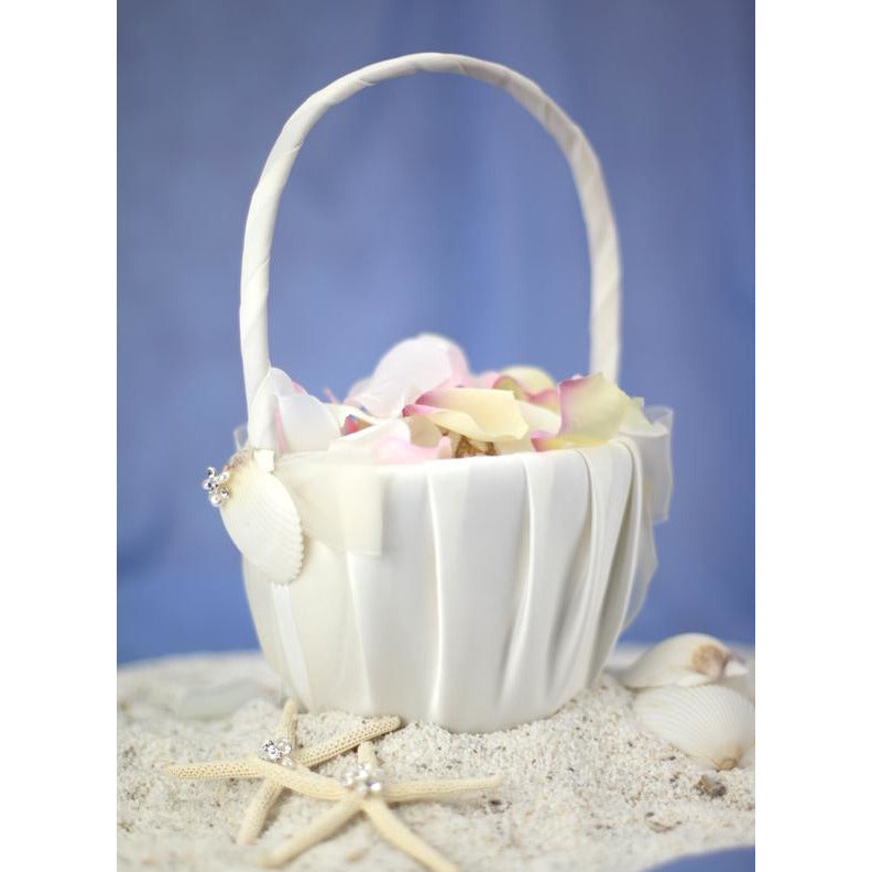 Rhinestone Shell Hawaiian Beach Wedding Flowergirl Basket - Wedding Collectibles
