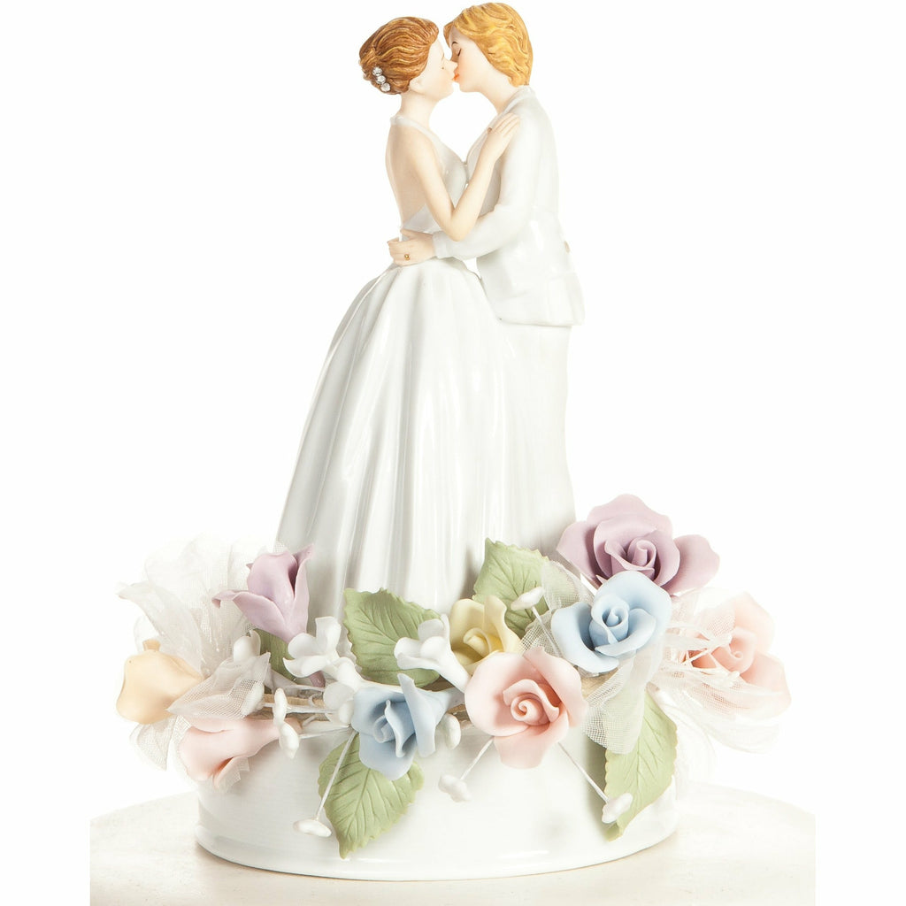 Pastel Rose Gay Lesbian Wedding Cake Topper - Wedding Collectibles