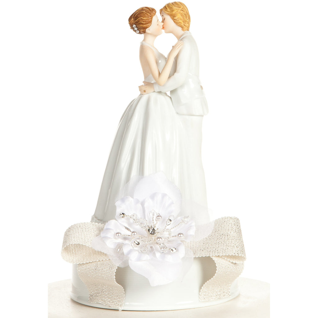 Romance Ribbon Accents Lesbian Cake Topper - Wedding Collectibles