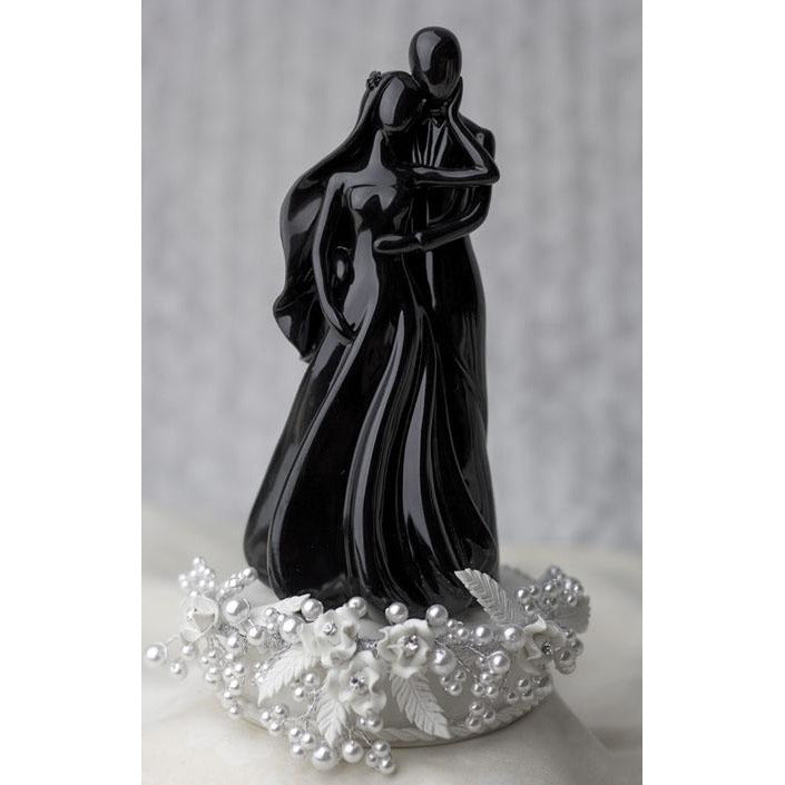 Rose and Pearls Silhouette of Love with Black Finish - Wedding Collectibles
