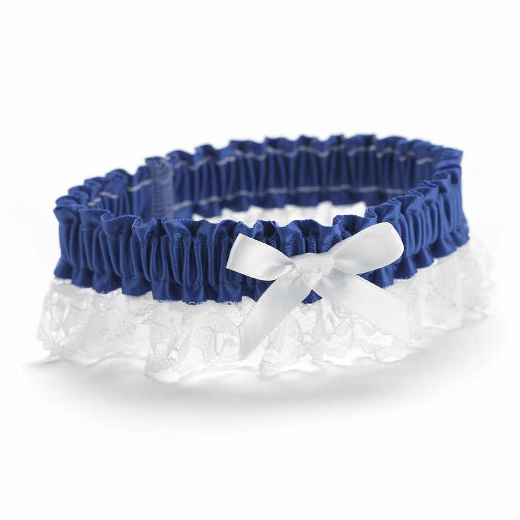 Royal Blue Ribbon & Lace Garter - Wedding Collectibles