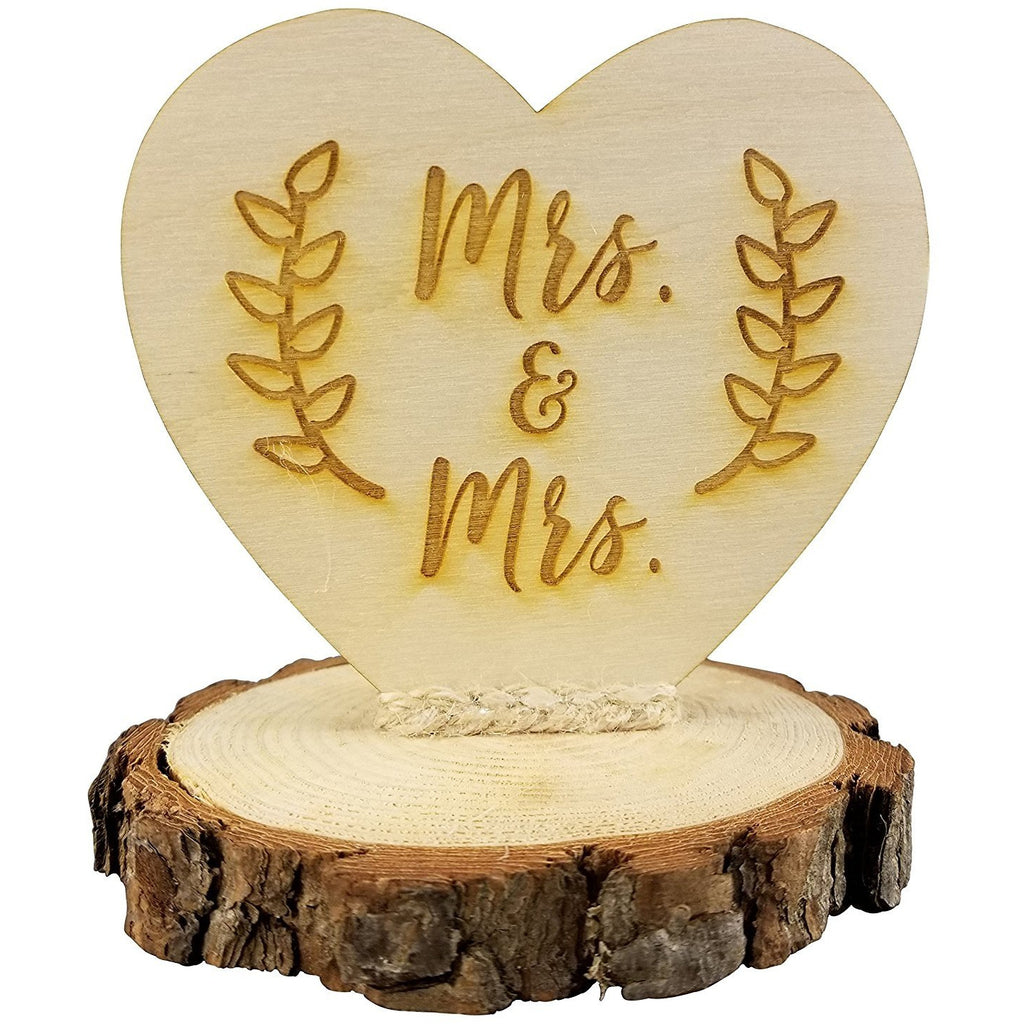 Rustic Wood Mrs. & Mrs. Gay Lesbian Wedding Cake Topper - Wedding Collectibles