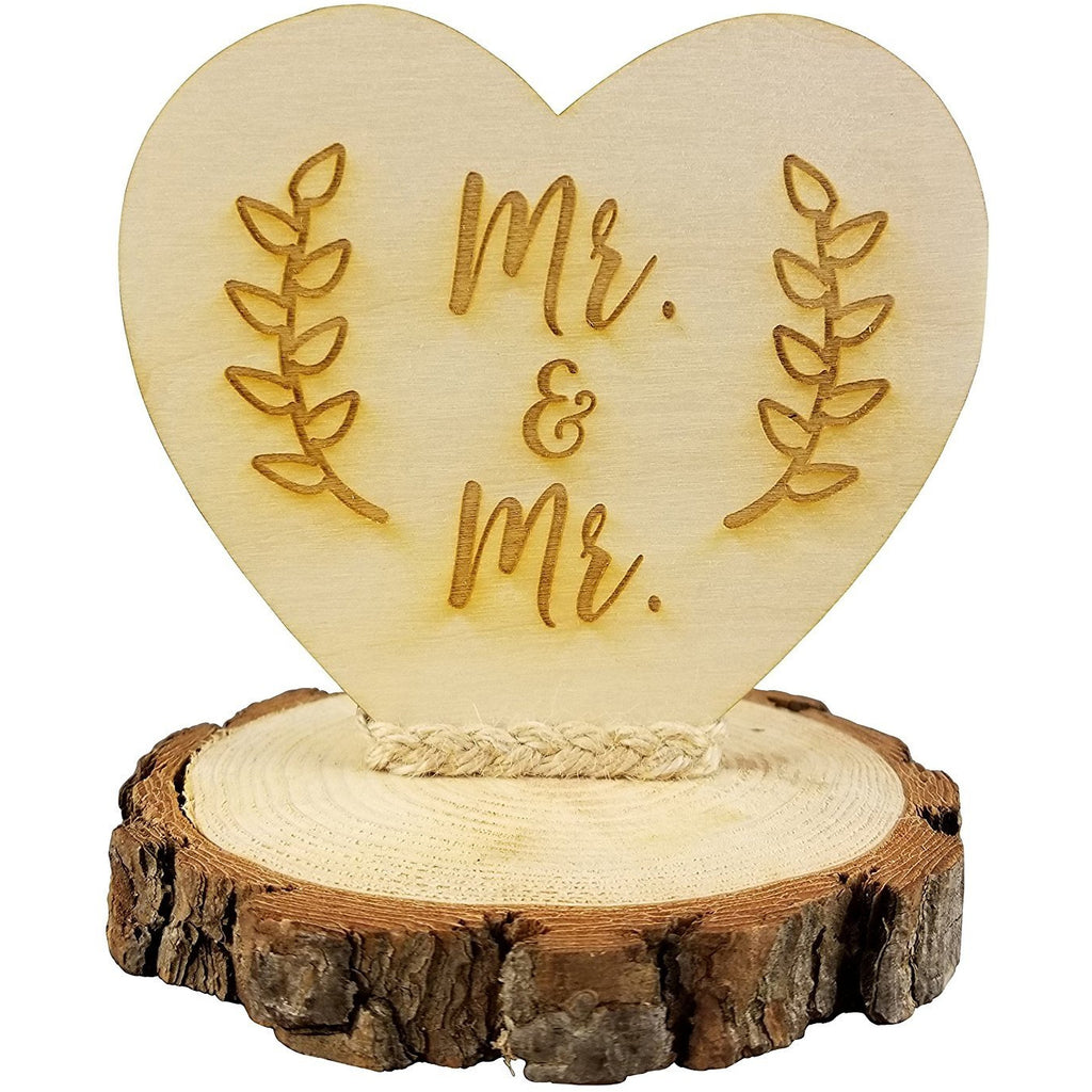 Rustic Wood Mr. & Mr. Gay Wedding Cake Topper - Wedding Collectibles