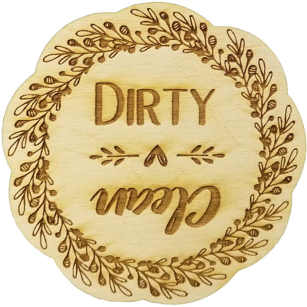 Rustic Wreath Wood Dishwasher Magnet | Clean Dirty 3 Inch Round Magnet | Boho Stylish Rustic Shabby Chic Design | Kitchen Magnet for Home Decor, Gift for Men & Women, or Party Favors - Wedding Collectibles