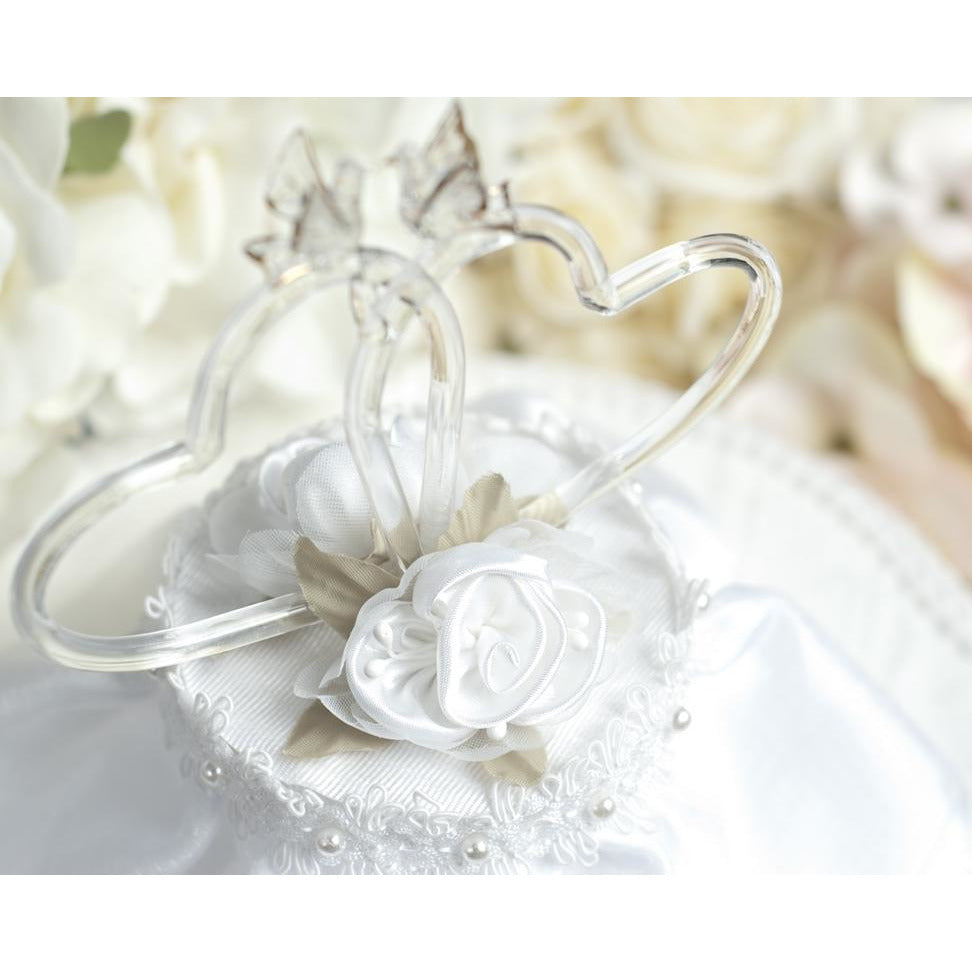 Satin Rose Hearts Wedding Cake Topper - Wedding Collectibles