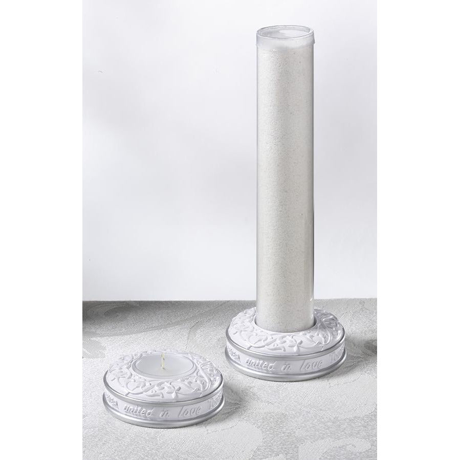 Set/2 Verse Side Sand Holders-White - Wedding Collectibles