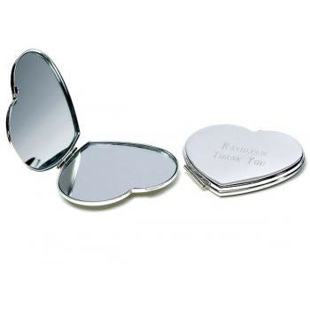 Silver Plated Classic Heart Compact Mirror Bridesmaid Wedding Gift - Wedding Collectibles