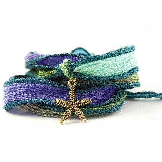 Starfish Bracelet Silk Wrap Bracelet - Wedding Collectibles