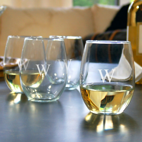 Stemless Wine Glasses (Set of 4) - Wedding Collectibles