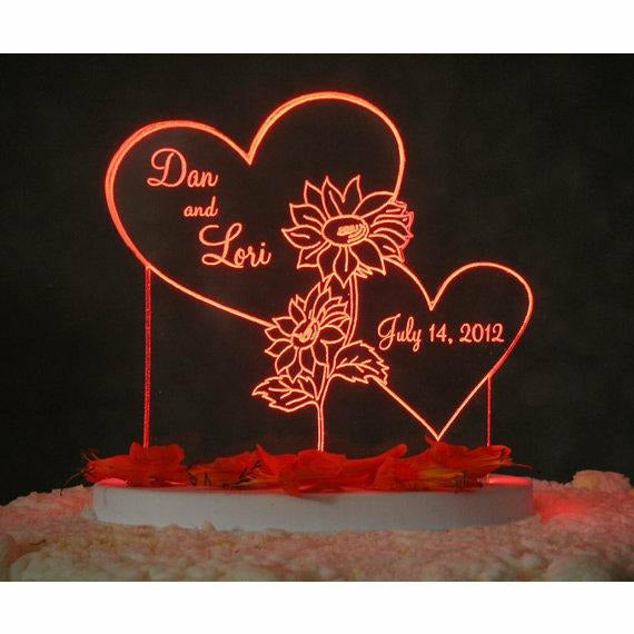 Sunflower Hearts Light-Up Wedding Cake Topper - Wedding Collectibles