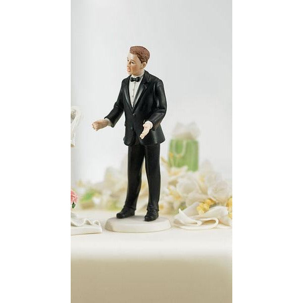 "Surprised Groom" Mix & Match Cake Topper (Caucasian) - Wedding Collectibles