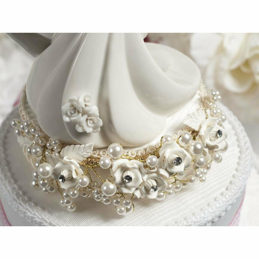 "Tie(ing) the Knot" Rose Pearl Wedding Cake Topper - Wedding Collectibles