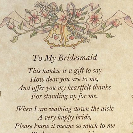 Personalized To My Bridesmaid Poetry Wedding Handkerchief Gift - Wedding Collectibles