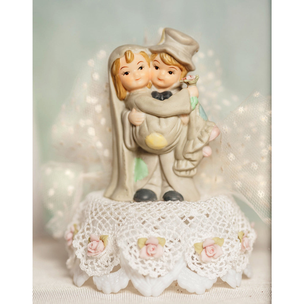 Vintage Applique Cute Hobo Wedding Cake Topper - Wedding Collectibles
