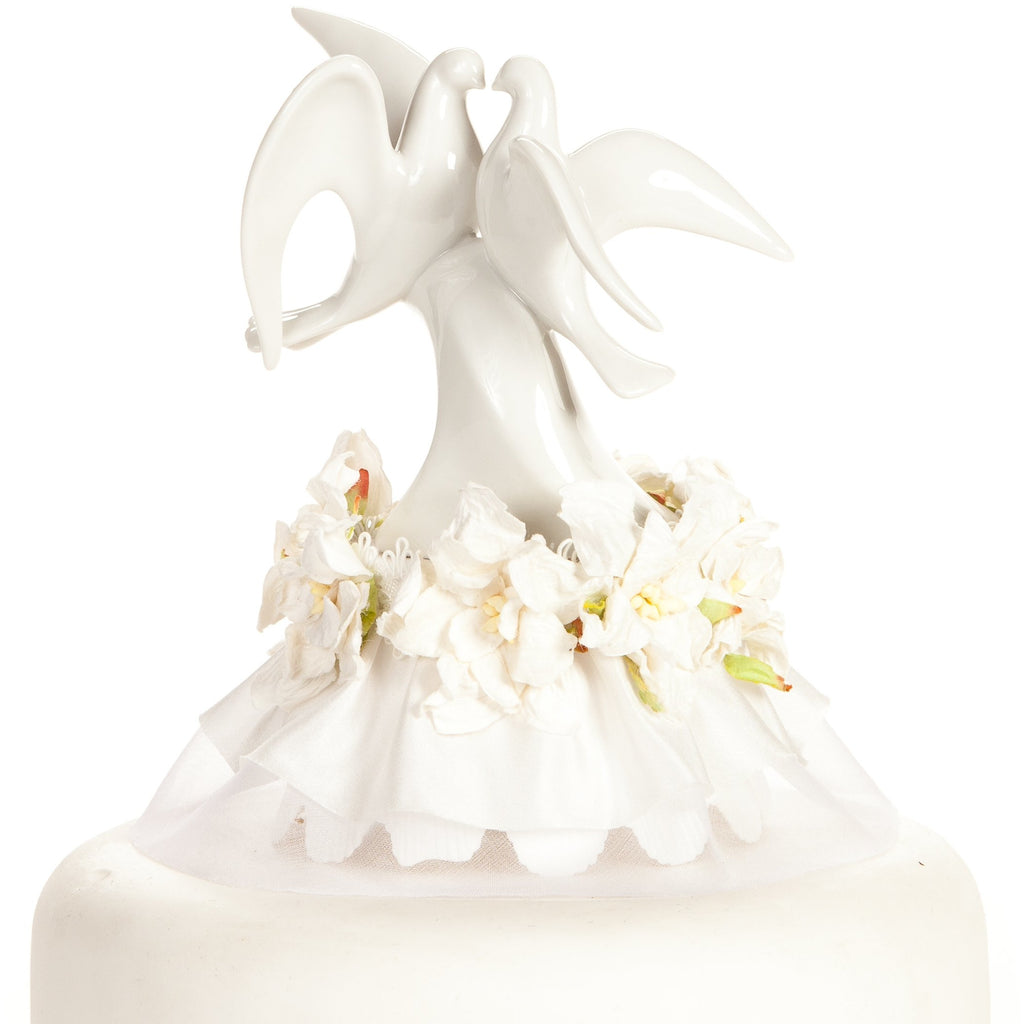 Vintage Gardenia Flower Dove Cake Topper - Wedding Collectibles