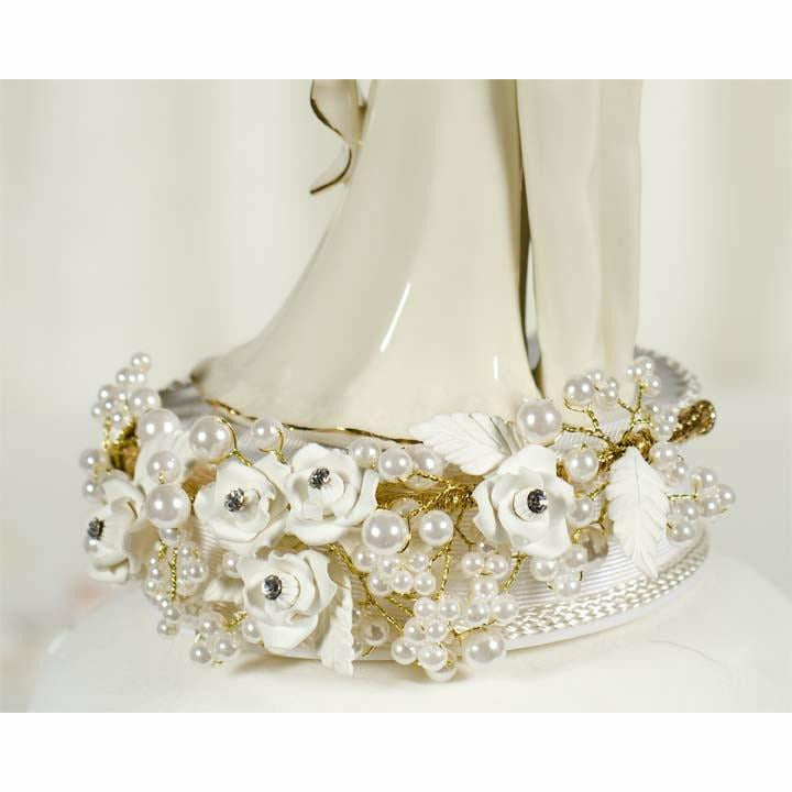Vintage Rose Pearl Wedding Cake Topper - Wedding Collectibles
