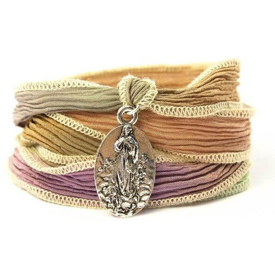 Virgin Mary Bracelet Silk Wrap Jewelry - Wedding Collectibles