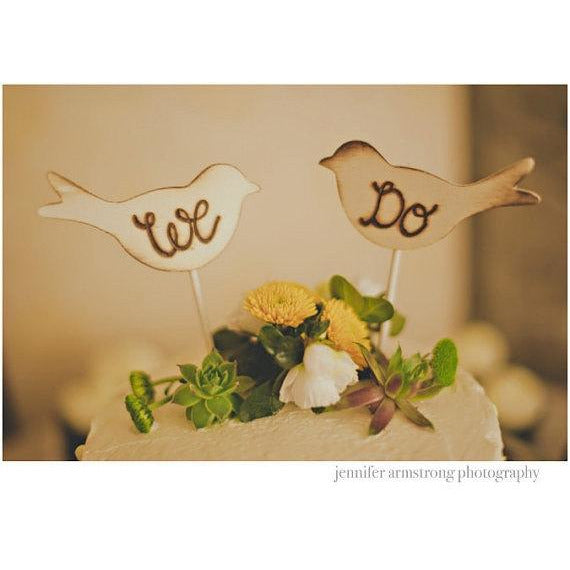 Wedding Cake Topper Rustic Hand Engraved Love Birds - Wedding Collectibles