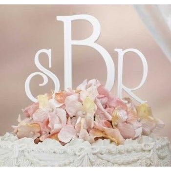 White Monogram Wedding Cake Topper - Wedding Collectibles